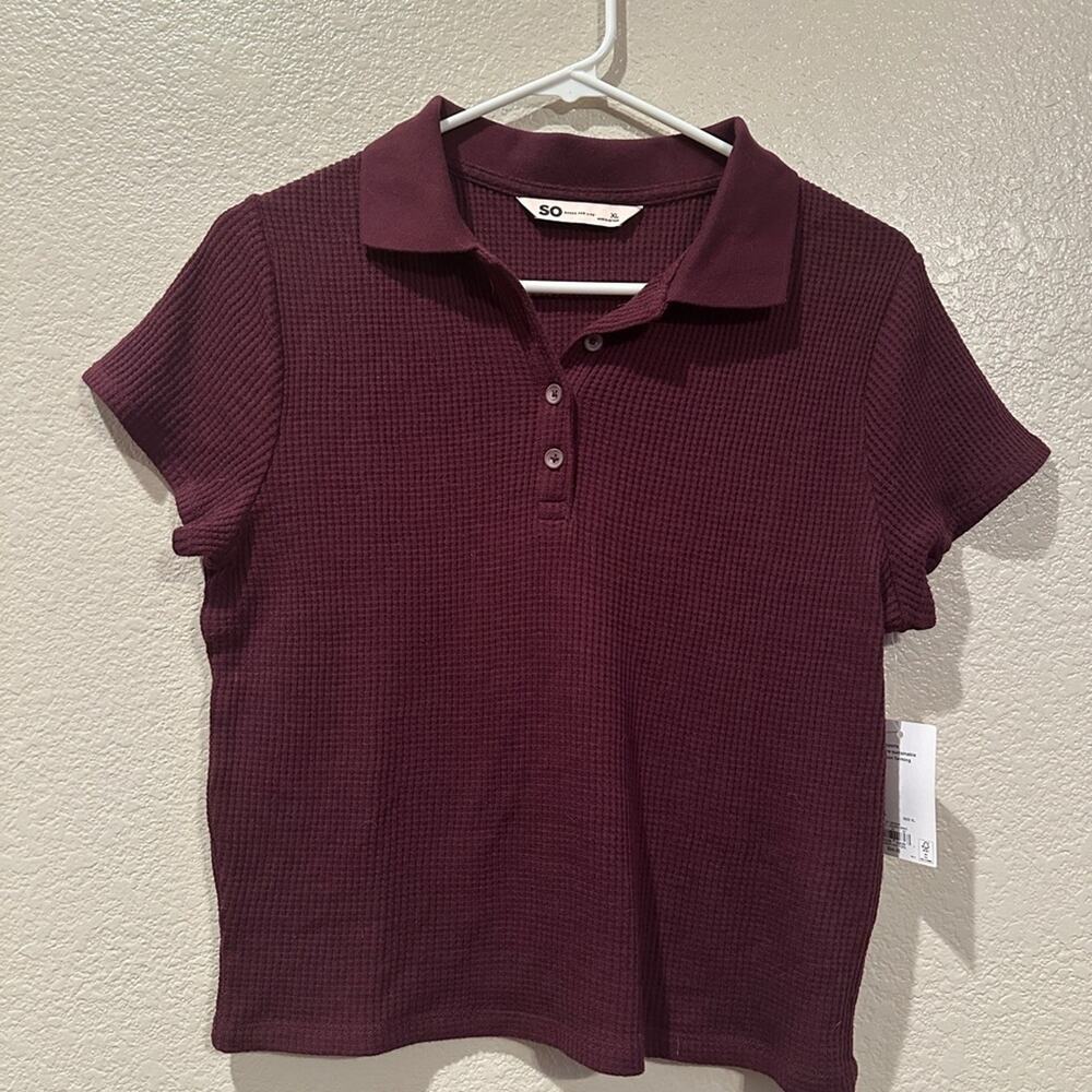 SO Women's Burgundy Polo Top Sz XL
